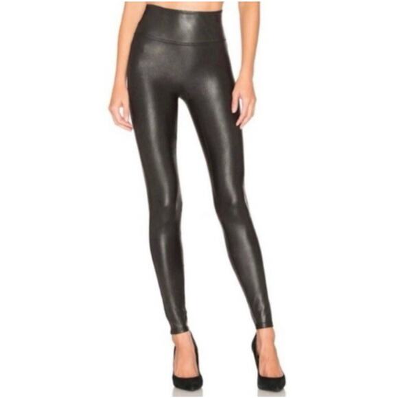 Spanx Leggings Faux Vegan Leather Pants Black High Waist Wet Look Plus Size 3X - Picture 1 of 8
